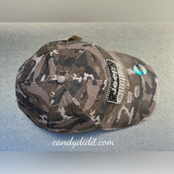 NWT Handmade, Camouflage & Distressed Jeep Girl Bling Ball Cap 100% Cotton - Picture 9 of 10